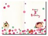 Age 3 Girl Birthday Card - Girl with Ice Cream Strawberries & Glitter 7.5x5.25"